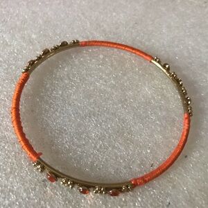 Gold-Tone Orange Wrapped Bangle Bracelet